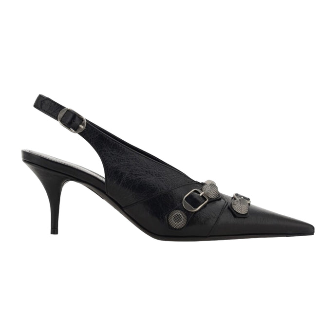 Balenciaga Shoes, Black Leather Cagole Slingback Heels (size 36)