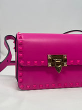 Valentino Bag, Hot Pink Smooth Calfskin Enamel Tonal Small Rockstud23 Shoulder Bag