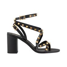 Valentino Shoes, Black Leather Rockstud Strappy Block-Heel Sandals (size 40)