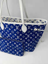 Louis Vuitton Bag, Limited Edition Blue & White Jacquard Velvet Monogram Neverfull MM