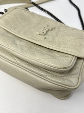 Saint Laurent Bag, Ivory Crinkled Calfskin Matelasse Monogram Baby Niki Chain Satchel