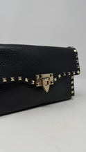 Valentino Bag, Black Pebbled Leather Rockstud Medium Shoulder Bag