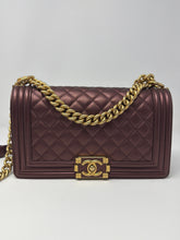 Chanel Bag, 2020 Burgundy Metallic Calfskin Quilted Medium Boy Flap Bag