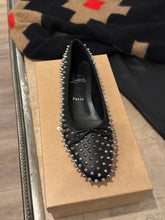 Christian Louboutin Shoes, Black Leather Sweetie Jane Spikes Flats (size 39)