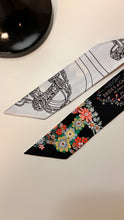 Hermès Silk ‘Brides de Gala en Fleurs’ Black Twilly