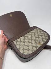 Gucci Bag, GG Supreme Monogram Web Small Ophidia Flap Messenger Bag