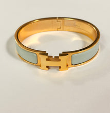 Hermès Light Blue & Gold H Clic Clac Bracelet