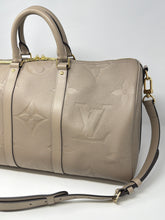 Louis Vuitton Bag, Tourterelle Empreinte Monogram Giant Keepall Bandouliere 45