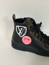 Louis Vuitton Shoes, Black Calfskin Monogram Checkpoint Sneakers (size 36)