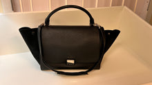 Celine Bag, Black Drummed Calfskin & Suede Trapeze Tote
