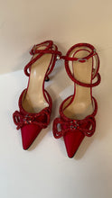 Mach & Mach Shoes, Red Double Bow Crystal-Embellished Satin Pumps (size 36.5)
