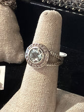 David Yurman Sterling Silver Diamond Prasiolite 8mm Petite Cerise Ring