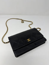 Chanel Bag, 2004 Black Glazed Calfskin Quilted Wallet on Chain