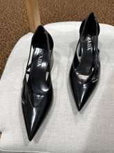 Prada Shoes, Black Patent Leather 55mm Debossed Logo Pumps (size 36.5)
