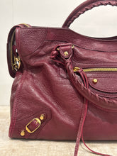 Balenciaga Bag, Burgundy Agneau Classic Gold Hardware City Bag