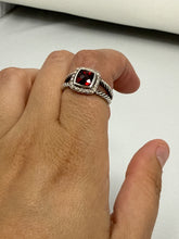 David Yurman Sterling Silver Diamond Garnet Petite Albion Ring