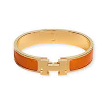 Hermès Orange & Gold H Clic Clac Bracelet