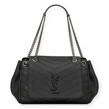 Saint Laurent Bag, Black Lambskin Chevron Monogram Medium Nolita Shoulder Bag