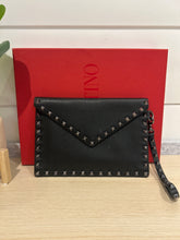 Valentino Bag, Black Leather Rockstud Wristlet Clutch