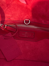 Valentino Bag, Red Smooth Leather Fringed Demilune Flap Satchel Bag