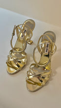 Miu Miu Shoes, Crystal Embellished Metallic Leather Sandals (size 36.5)