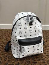 MCM Bag, White Leather Stark Visetos Monogram Small Backpack