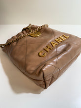 Chanel Bag, Beige Shiny Calfskin Leather 22 Mini Hobo Crossbody