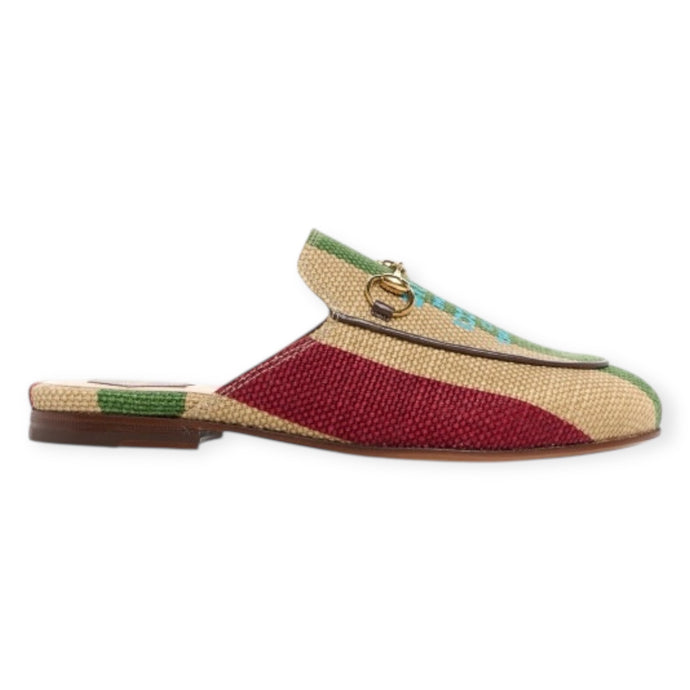 Gucci Shoes, Canvas Marley Stripe 100 Centennial Princetown Mules (size 36)