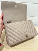 Chanel Bag, Taupe Calfskin Chevron Quilted Medium Statement Flap Bag