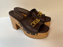 Valentino Shoes, Brown Leather VLogo Clogs (37)
