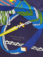 Hermès 90 Multicolor Silk Le Timbalier by Marie-Françoise Héron Scarf