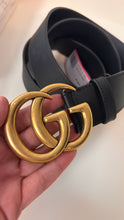 Gucci GG Gold Marmont Black Leather Belt (size 120)