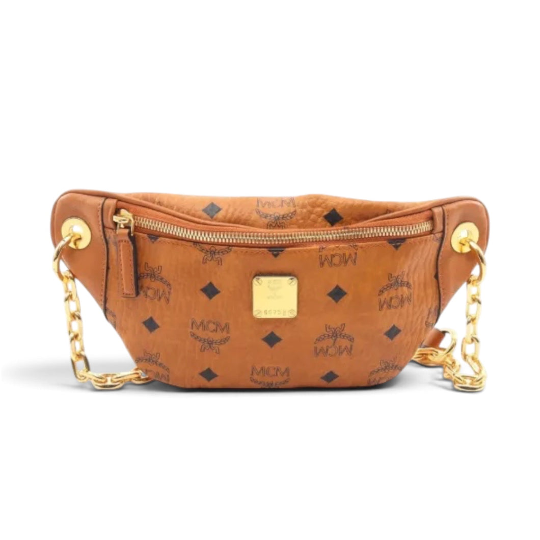 MCM Bag, Cognac Leather Fursten Chain Small Belt Bag