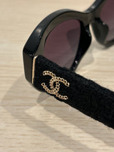Chanel Black Cat Eye Tweed Sunglasses
