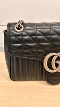 Gucci Bag, Black Calfskin Matelasse Aria Medium GG Marmont Shoulder Bag