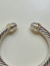 David Yurman Classic Cable Sterling Silver with 18K Yellow Gold and Pavé Diamond Domes, 7mm