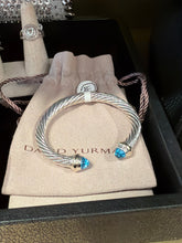 David Yurman Cable Classics Bracelet with Blue Topaz and 14K Gold in Silver, 7mm
