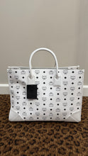 MCM Bag, White Leather München Monogram Large Tote