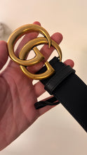 Gucci GG Gold Marmont Black Leather Belt (size 120)
