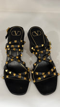 Valentino Shoes, Black Leather Rockstud Strappy Block-Heel Sandals (size 40)