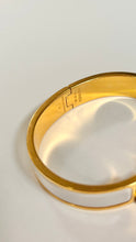 Hermès White & Gold H Clic Clac Bracelet