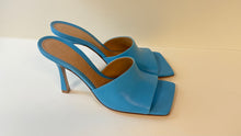 Bottega Veneta Shoes, Blue Lambskin Stretch Mule Sandals (size 37.5)
