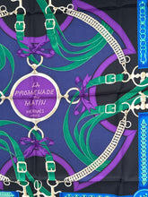 Hermes 1992 Scarf "Promenade du Matin" in Noir/Violet/Vert