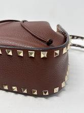 Valentino Bag, Brown Grained Calfskin Rockstud Bucket Bag