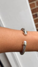 David Yurman Sterling Silver Classic Cable Bracelet with Pearl and 14k Gold, 5mm