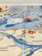 Hermès Creme, Bleu Clair and Multicolor Silk Sur Mon Nuage Scarf 90