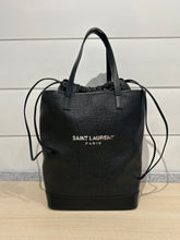 Saint Laurent Bag, Black Raffia & Leather Teddy Drawstring Tote Bag