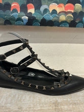 Valentino Shoes, Black Rockstud Ankle Strap Flats (size 39)