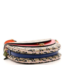 Ferragamo Bag, Multicolor Canvas Calfskin Gancini Saddle Crossbody
