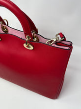 Christian Dior Bag, Red & Pink Calfskin Leather Diorissimo Medium Tote Bag